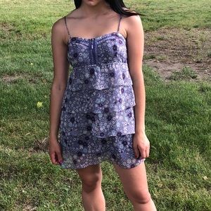 AEO Mini Dress Ruffled Floral Purple Size 2